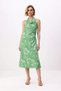 Women's Floral Patterned Degaje Collar Sleeveless Lined Midi Chiffon Dress Relaxed Cut Casual Modern Stylish - 4