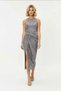 Women's Sleeveless Halter Neck Sequin Embroidered Midi Evening Dress Bodycon Shift Cut Lined Casual - 4