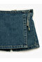 Normal Waist Tie-Detail Cotton Denim Short Skirt - 5