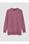 Pink Crew Neck Oversized Women's Knitwear Tunic - 5