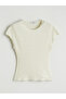 Yellow Crew Neck Textured Blouse - 5