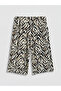 Beige Elastic Waist Patterned Women's Capri - 5
