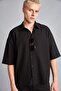 Boxy Fit Printed Wrinkled Textured Short Sleeve Black Shirt I3080Ax26Hs - 4