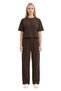 Premium - Sway Collection |   Brown Modal Crew Neck T-Shirt with Ribbed Stitching Detail - 5
