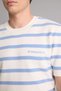 100% Cotton Relax Fit Crew Neck Striped Short Sleeve Knitwear Ecru T-Shirt G3419Ax26Sm - 4