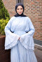 Baby Blue Layered Dress with Tie at the Waist - 3