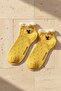 Women's Cat Patterned Yellow Step Socks - 3