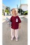 Girl's Woven Gabardine Trousers Front and Back Printed T-Shirt Top and Bottom Set