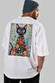 81 Cats for Cat Lovers Printed White Oversize T-Shirt 100% Cotton Unisex Cat Lover Premium Design - 7