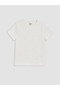 Ecru Sequin Embroidered Girls' T-Shirt - 3