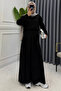 Pleated Long Skirt Modal Hijab Oversize Women's Suit 3201