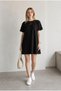 Women's Black Stoned Short Sleeve Dress