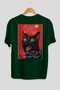 For the Love of Cats 116 Cat Printed Green Oversize T-Shirt 100% Cotton Unisex Cat Lover Premium Design