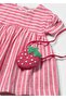 Baby Girl Combed Cotton Dress with Bag Red - 2