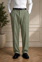 Men's Green Pleated Detail Comfortable Fit Premium Series Fabric Trousers
