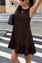 New Season Women's Strappy Crew Neck Back Bow Leopard Lace-Up Woven Viscose Short Dress - 3