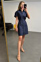 Navy Blue Verona Poplin Dress - 3