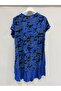 Cobalt Blue Italian Camouflage Pattern Short Sleeve Midi Length Viscose Dress 40 - 44 Size - 3