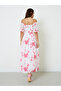 White Off Shoulder Floral Maxi Dress - 5