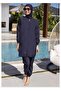 Black Full Covered Water Repellent Fast Drying Side Adjustable Zippered Hijab Swimsuit