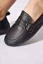 Hoster Side Buckle Genuine Leather Women's Ballerinas Black Skin - 5