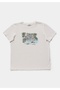 Regular Fit Round Neck Printed Women's White Short Sleeve T-Shirt - 5