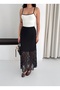Women's Lace Detailed Lined Maxi Skirt - 4