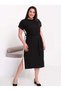 Women's Black and White Belt Detailed Combed Cotton Stylish Dress
