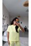 Lemon Yellow Thin Modal Crew Neck Top and Bottom Set - 4
