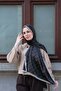 F Pattern Silk Voile Shawl-Black - 5