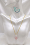 Pink Quartz Natural Stone Pendant in a Bottle Stainless Steel Chain 45 cm - 3