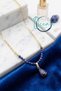 Natural Sapphire Stone Stringed Drop Star Stone Detailed Handmade Design Non-Tarnish Steel Women's Necklace 45 cm - 2