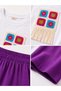 Girl's Colorful Knitted Detailed White T-Shirt and Wide-Leg Pants Summer Two-Piece Set - 2