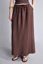 A-Line Regular Waist Wrinkled Textured Viscose Midi Brown Skirt I1654Ax26Sm - 4
