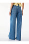 Regular Waist Folded Detailed Buttoned Wide Leg Denim Trousers - Wide Leg Jeans - 4