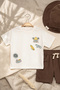 Boy's 100% Cotton Safari Themed Cream T-Shirt and Brown Shorts Set - 3-Piece Set Including Hat - 4