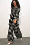 Women's Tunic Pants Polka Dot Top and Bottom Set 1013 - A.Black