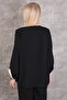 Plus Size (50-56) Chanel Button Detail Crew Neck Long Sleeve Women's Blouse - 3