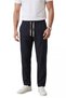 Men's Navy Blue Striped Textured Relaxed Fit Summer Sports Trousers – Lightweight Fabric Modern Design 2600263