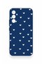 Samsung A34 Compatible Mini White Heart Navy Blue Patterned Silicone Case - 2