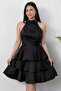 Halter Neck Layered Satin Dress Drp565 - 2