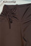 Women's Brown Drawstring Diver Tights and Short Sleeve T-Shirt Two-Piece Set - 3