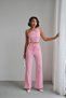 Women's Pink One-Shoulder Floral Detailed Crop-Pants Set Nh26127 - 3