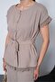 Women's Mink Lace Detailed Belted Top and Bottom Set Pc083 - 4