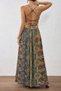 Women's Long Patterned Single Jersey Dress with Rope Straps and Cross Cut Detail on the Back - 4