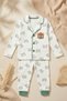 Milo Bear Baby and Kids Ribbed Pajama Set - Green Ribbed Teddy Bear Printed Cotton Camisole Set - 3