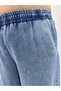 Plus Size Denim Waist-Locked Stone Printed Balloon Cut Women's Trousers - 5