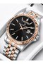 Men's Wristwatch Silver Rose Gold Steel Band Black Dial with Calendar 2 Years Warranty - 7