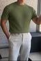 Kelly Luxury Series Men's Slim Fit Hair Knit Patterned Crew Neck Short Sleeve Knitwear T-Shirt - 2