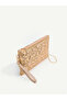Simli Gold Shk301 Star Embossed Gold Zipper Chain Strap Women's Hand, Shoulder and Wrist Bag - 3